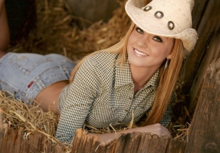 ~Cowgirl~ - hat, hay, blonde, cowgirl