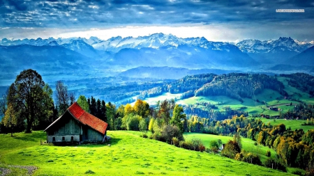 Small House on a Mountain - architecture, mountains, valleys, houses