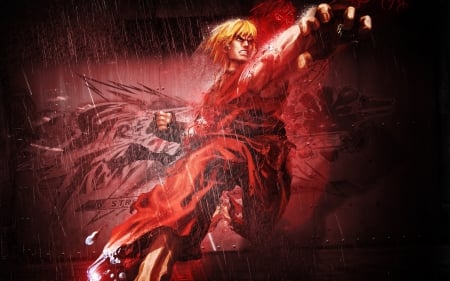 ken in street fighter - fighter, street, red, ken