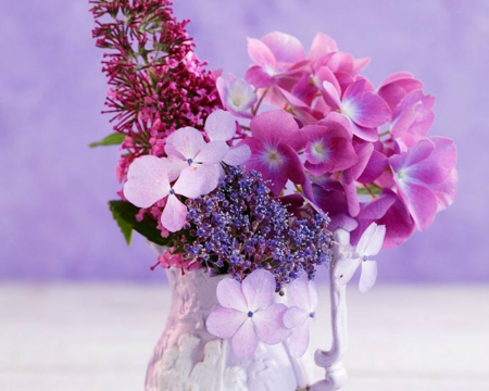 Beautiful Flowers - flowers, lilac, hydrangeas, glass