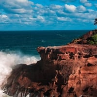 Waves Splashing onto Rocky Shore