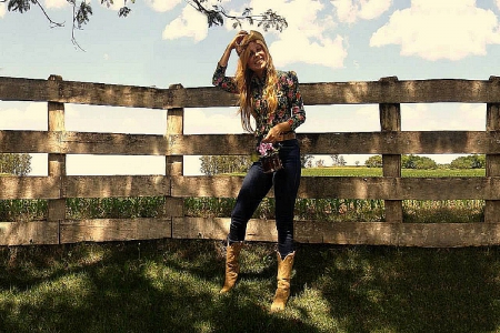 Cowgirl Pose - women, fun, female, fences, boots, hats, models, girls, cowgirls, outdoors, westerns