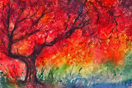 Overshadowed - artistic, fall, autumn, painting, landscape