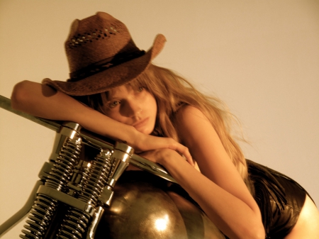 Dreaming - hat, cowgirl, motorcycle, harley