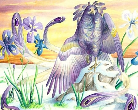 â™¥ - purple, abstract, paintimng, bird