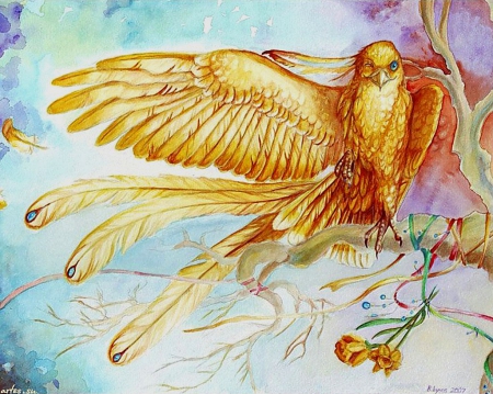 ♥ - bird, abstract, lovely, painting