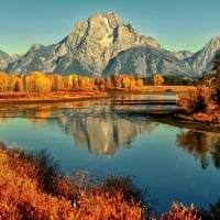 mountain lake in autumn