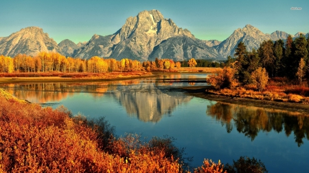 mountain lake in autumn - landscape, lake, mountain, autumn