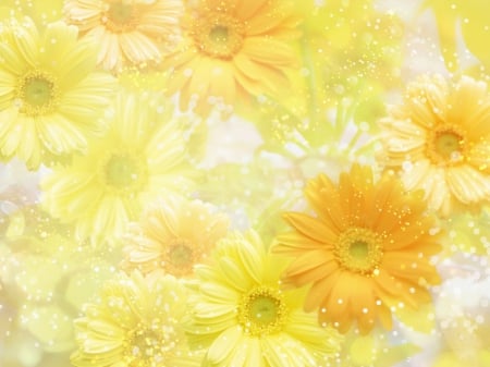 dreamy flower - art, dreamy, yellow, flower