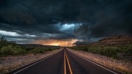 Dark Clouds over Texas Road - texas road, sky, abstract, clouds, photography