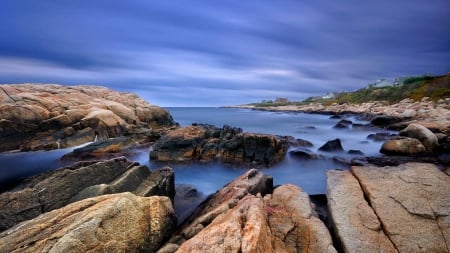 Narragansett Bay - clear blue, water, rocks, bay