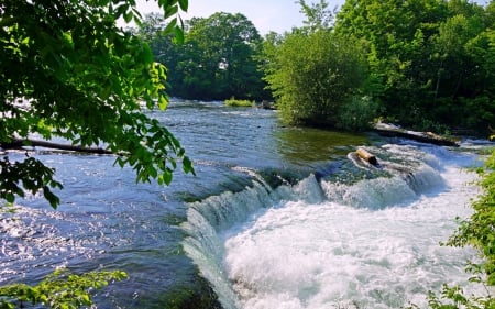 River Waterfall - nature, rivers, waterfalls, trees