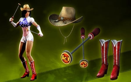 Cowgirls Tools - girls, women, style, fun, westerns, female, cowgirls, boots, hats, tools, art, 3d, anime