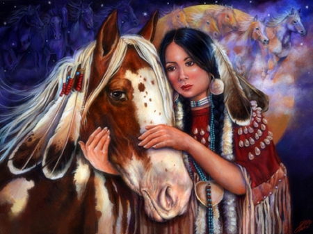 â˜…Power of the Horseâ˜… - girls, animals, colorful, lovely, fantasy, creative pre-made, horses, love four seasons, pretty, weird things people wear, beautiful, paintings, colors