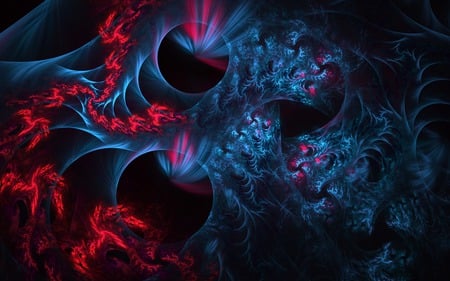 Burning Beauty - beauty, fractal, burning, abstract, red, blue, wallpaper