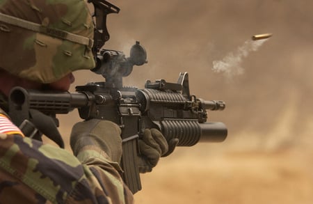 Soldier rifle firing bullet shell smoking - soldier, war, bullet, rifle, weapon, shooting