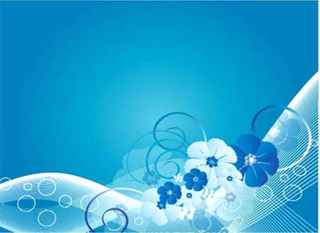 Blue Floral - circles, flowers, vines, blue tones