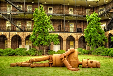 Sleeping Robot - sleeping on the lawn of  university of alabama, coool