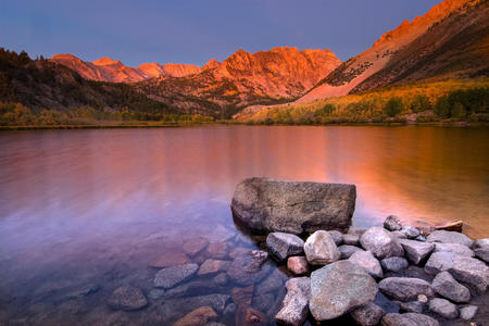 Wonderful Nature  - nice, sky, photography, water, landscap, mountains, sunset, wonderful, lakes, reflections, amazing, fabulous, cool, reflected, rivers, mountain, hills, landscape, nature, red, blue, beautiful, pink, awesome, sunrise