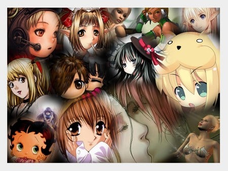 anime faces - poster, cool, sweet, anime faces