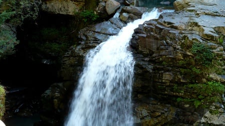 Nooksack Falls - moss, water, washington, widescreen, stone, falls