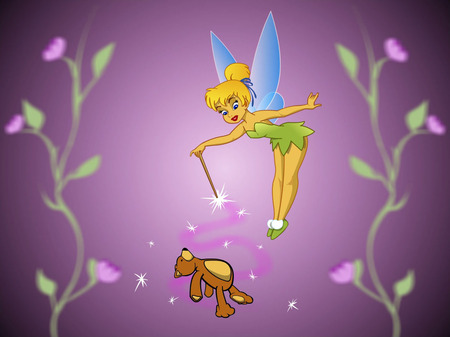 Tinkerbell Spells - flowers, tinkerbell, wand, magic, teddy bear, fairy