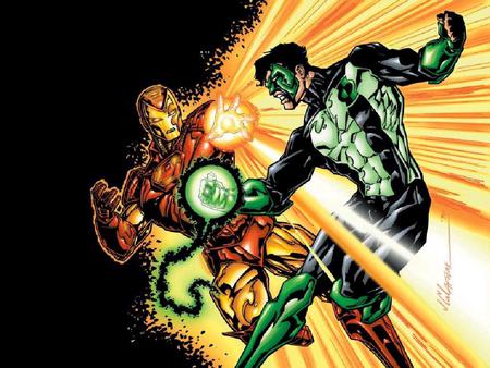 Green Lantern vs Iron Man - red, green