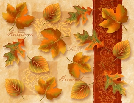 'Autumn Leaves' - autumn, draw and paint, lovely, creative pre-made, nature, autumn beauty, love four seasons, fall, beautiful, leaves, paintings, colors, frame