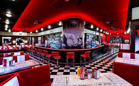 The James Dean Restaurant in Prague, Chech Republic - architecture, restaurant, prague, red