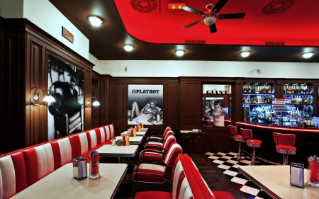 The James Dean Restaurant in Prague, Chech Republic - architecture, restaurant, prague, red