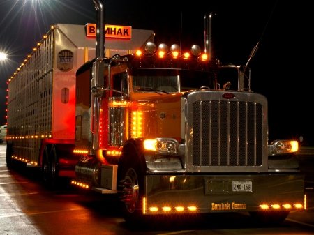 Peterbilt Showing Off His Running Lights - truck, peterbilt, big rig, semi