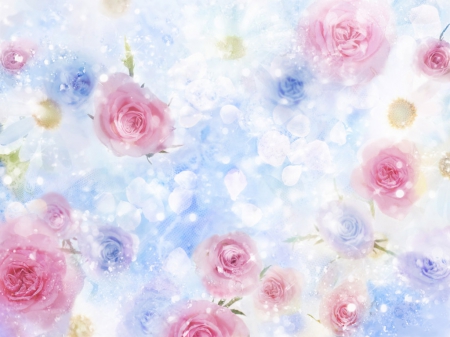 dreamy flower - art, dreamy, rose, pink