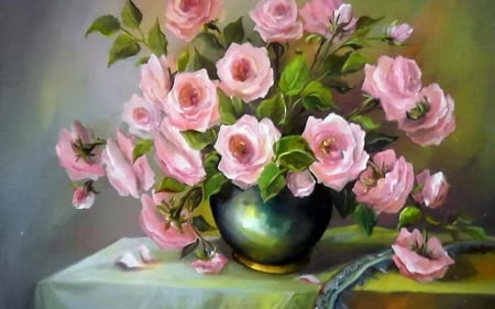 still life - plot, still life, rose, pink