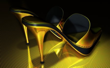 Only For Lady's - woman, glass, golden, elegant, shoes