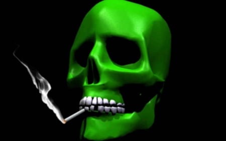 green smoking - smoking, art, green, skull