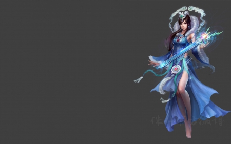 Fantasy girl - woman, sorceress, game, girl, blue, fantasy