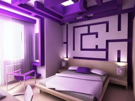 bedroom - design, style, purple, color