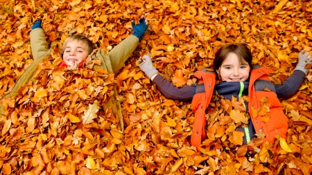 AUTUMN BED - fun, kids, leaves, autumn