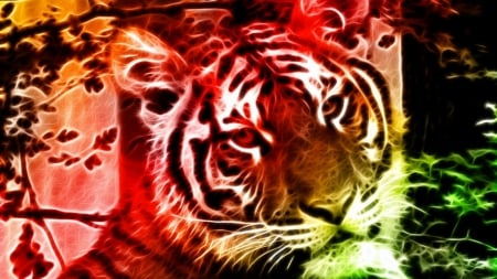 Innocent Dream - colours, fantasy, cats, tigers, fractal, animals