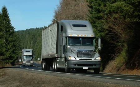 Mountain Road - semi, truck, mountain, big rig