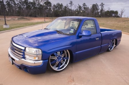 2002-GMC-Sierra - lowered, blue, gmc, truck