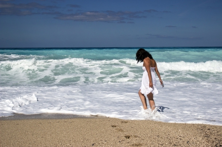 Beach Girl - young, beach, girl, summer, sea, waves