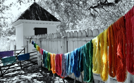 Dyed Yarn Drying on the Line