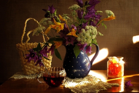 Still Life - flowers, basket, still life, amazing