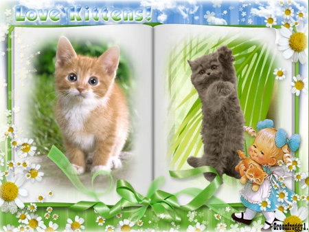 LOVE KITTENS - creation, kittens, frame, abstract