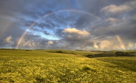 * Rainbow * - field, rainbow, nature, sky