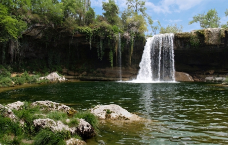 Waterfall - water, lake, trees, waterfall