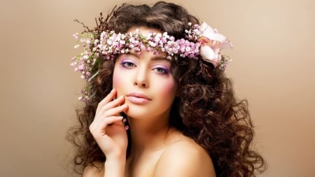 Flowers in Her Hair - woman, flowers, girl, photography