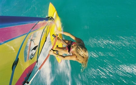 wind surfing - sail, wind, board, surfing, girl