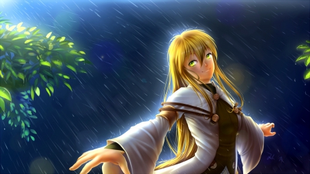 Summer Rain - summer, anime, girl, rain